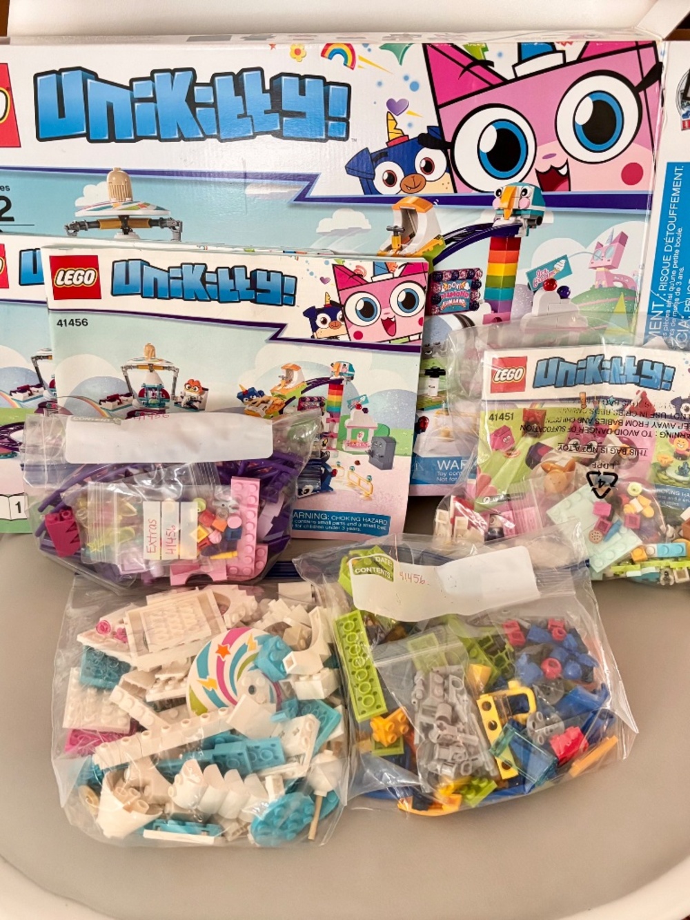 Lot Of 2 LEGO Unikitty!: Unikingdom Fairground Fun (41456) + Cloud Car (41451)